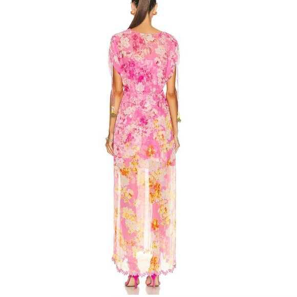 NWT HEMANT & NANDITA Auril Kaftan Cover Up Sheer Midi Maxi Dress Tassels Charms - Picture 2 of 8